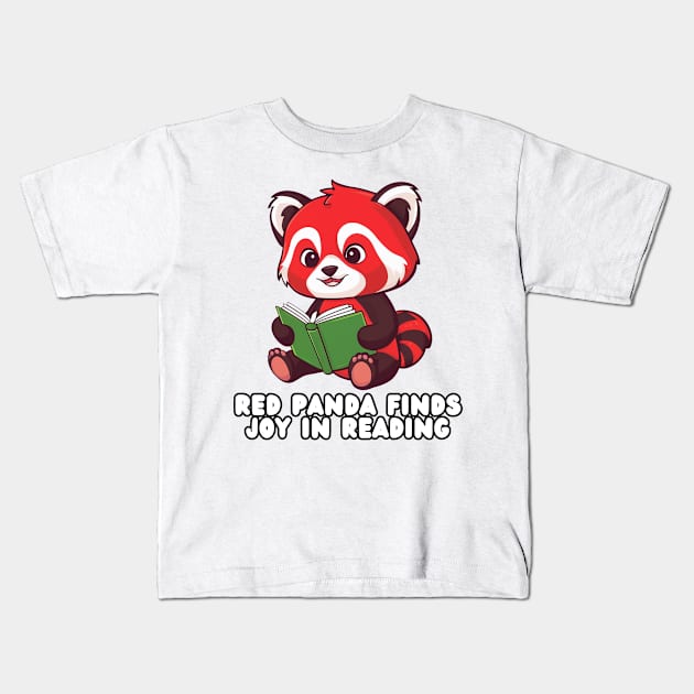 Adorable Red Panda Reading a Book Kids T-Shirt by Estrella Design